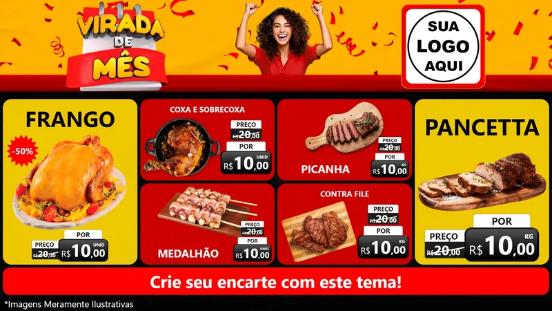 Modelo de TV para TV Horizontal com o tema Virada de Mês para Assados