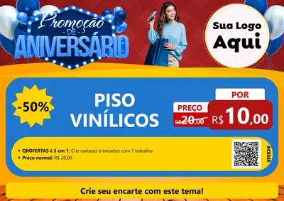 Modelo de Cartaz para Cartaz A4 Horizontal com o tema Promoção de Aniversário para Material para Construção