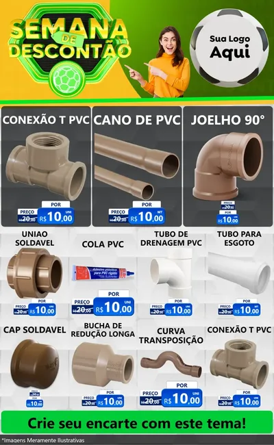 Modelo de Encarte para Encarte Grande com o tema Semana de Descontão - Copa para Tubos e conexões