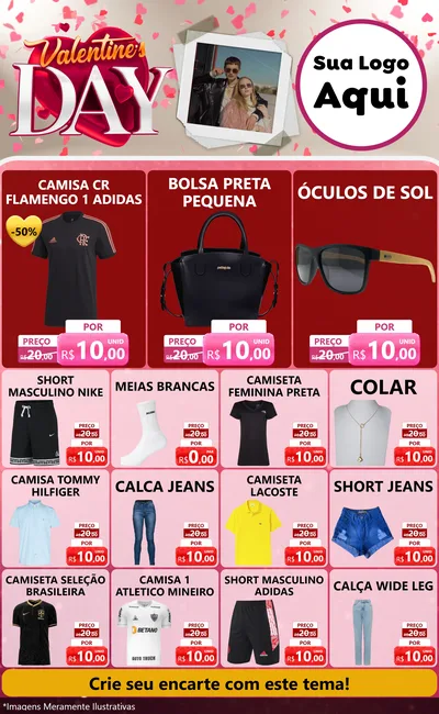 Modelo de Encarte para Encarte Grande com o tema Valentine's Day para Roupas e acessórios
