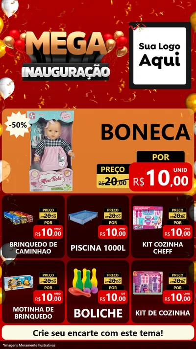 Modelo de Rede Social para Stories com o tema Mega Inauguração para Brinquedos