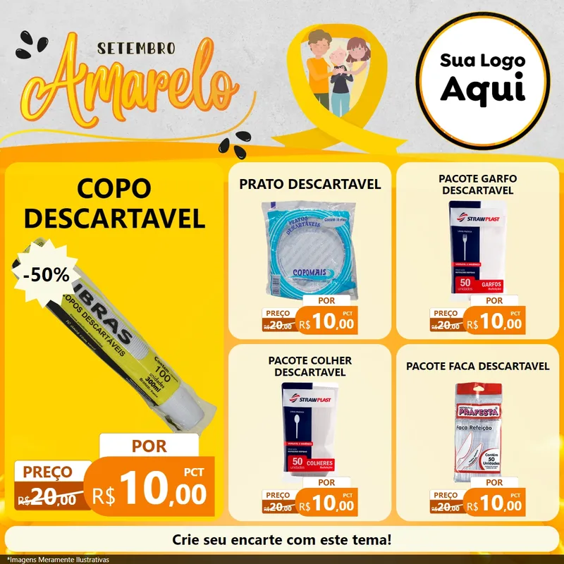 Modelo de Rede Social para Feed Facebook com o tema Setembro Amarelo para Embalagens