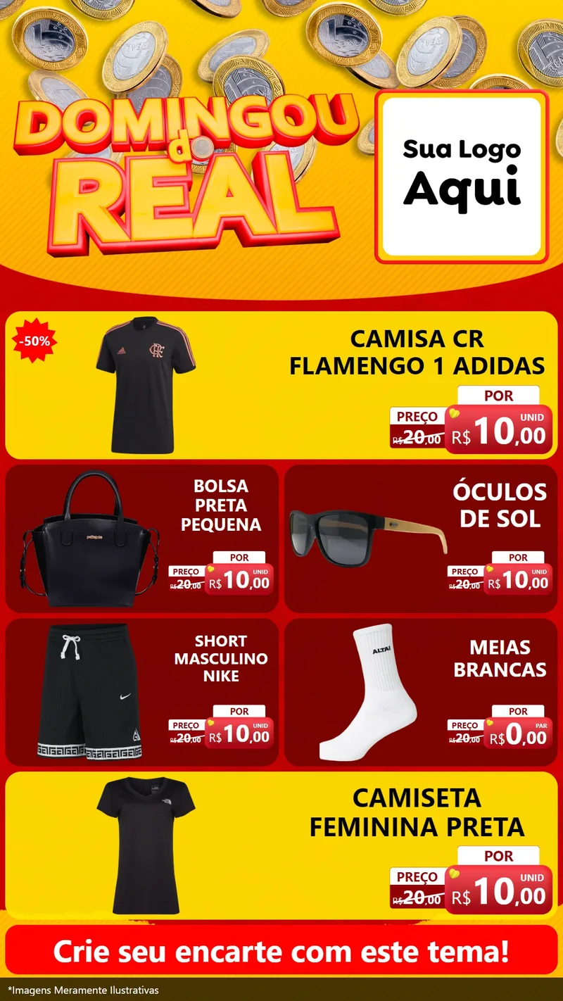 Modelo de TV para TV Vertical com o tema Domingou do Real para Roupas e acessórios