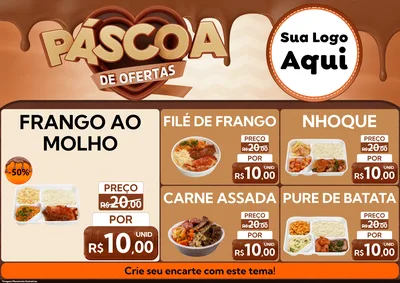 Modelo de Encarte para Encarte A4 Horizontal com o tema Páscoa de Ofertas para Restaurante