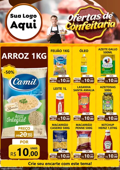 Modelo de Encarte para Encarte A4 Vertical com o tema Ofertas de Confeitaria para Supermercado