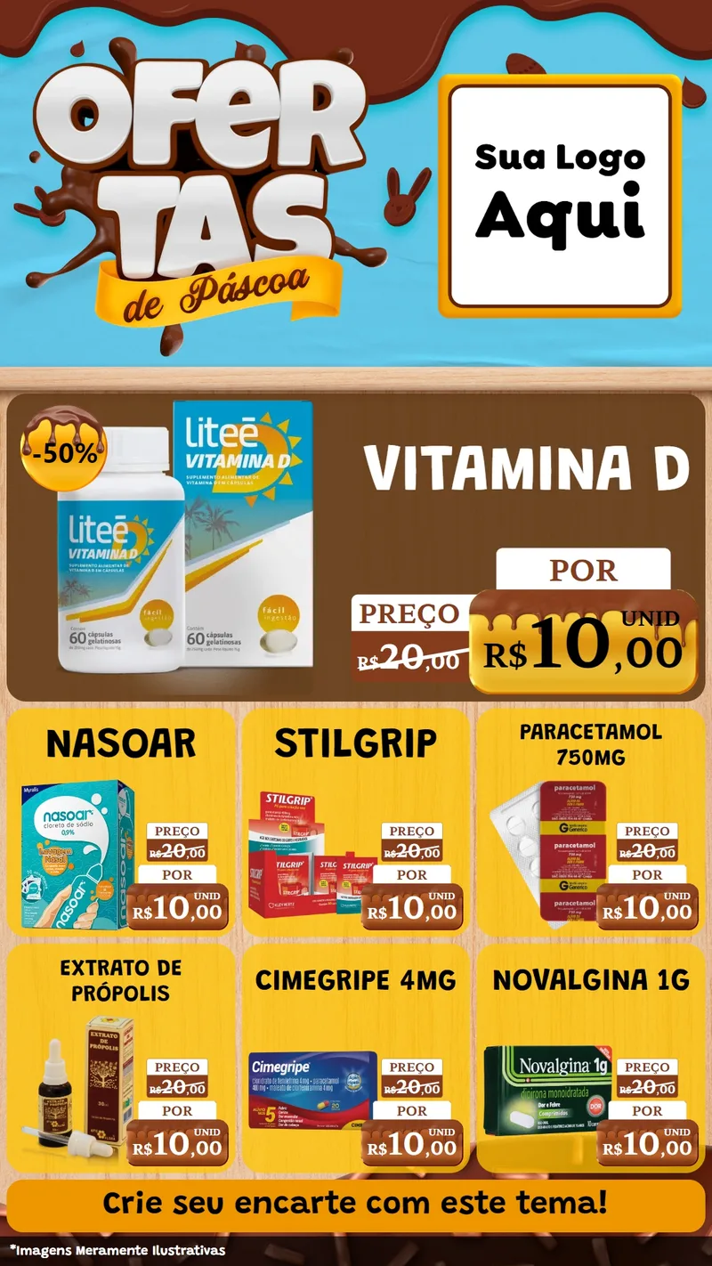 Modelo de Rede Social para Stories com o tema Ofertas de Páscoa para Farmácia