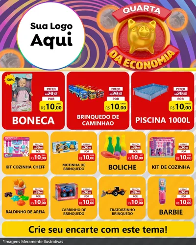 Modelo de Rede Social para Feed Instagram com o tema Quarta da Economia para Brinquedos