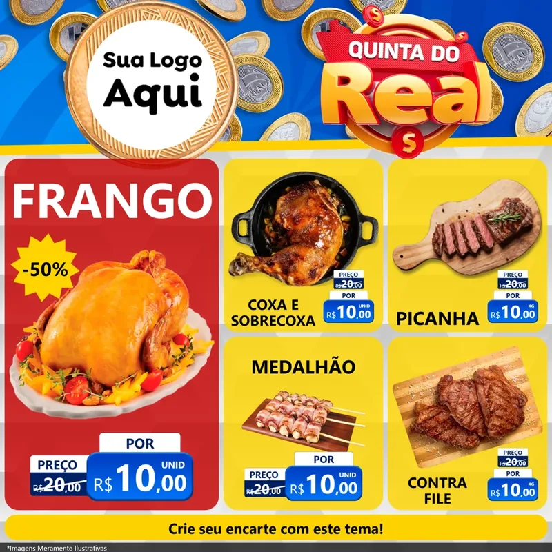Modelo de Rede Social para Feed Facebook com o tema Quinta do Real para Assados