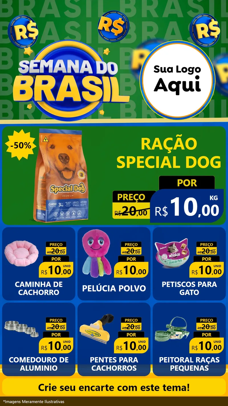 Modelo de Rede Social para Stories com o tema Semana Do Brasil para Pet Shop