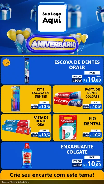 Modelo de TV para TV Vertical com o tema Aniversário para Higiene Pessoal