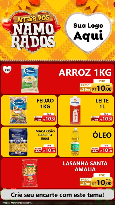 Modelo de TV para TV Vertical com o tema Arraiá dos Namorados para Supermercado
