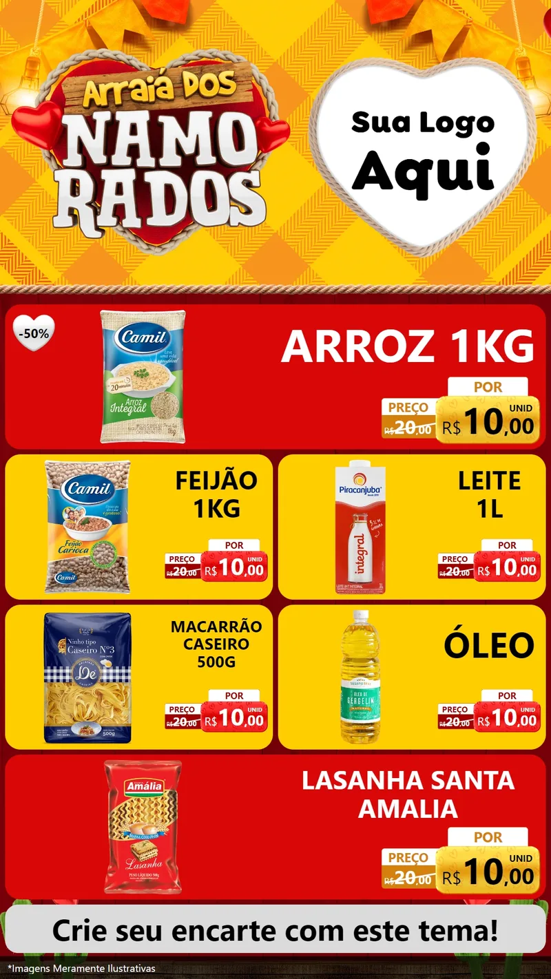 Modelo de TV para TV Vertical com o tema Arraiá dos Namorados para Supermercado