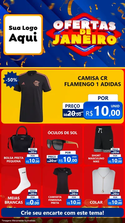 Modelo de Rede Social para Stories com o tema Ofertas de Janeiro para Roupas e acessórios