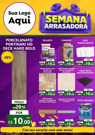Modelo de Encarte para Encarte A4 Vertical com o tema Semana Arrasadora para Pisos e revestimentos