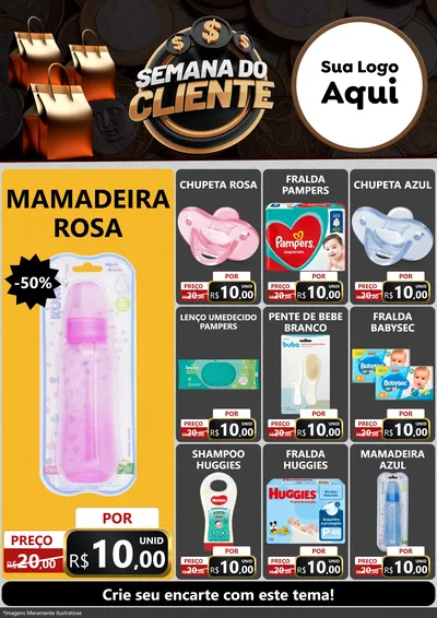 Modelo de Encarte para Encarte A4 Vertical com o tema Semana do Cliente para Bebês