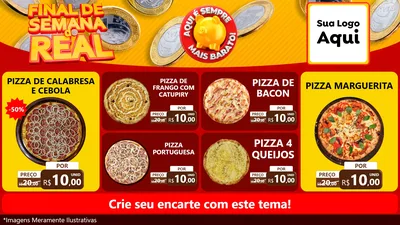 Modelo de TV para TV Horizontal com o tema Final de Semana do Real para Pizzaria