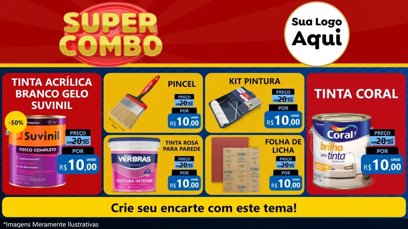 Modelo de TV para TV Horizontal com o tema Super Combo para Tintas e Ferramentas