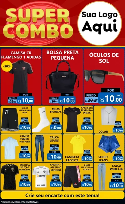 Modelo de Encarte para Encarte Grande com o tema Super Combo para Roupas e acessórios