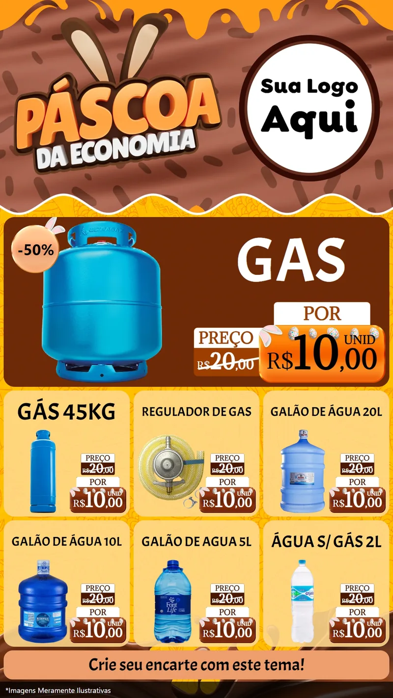 Modelo de Rede Social para Stories com o tema Páscoa da Economia para Água e gás
