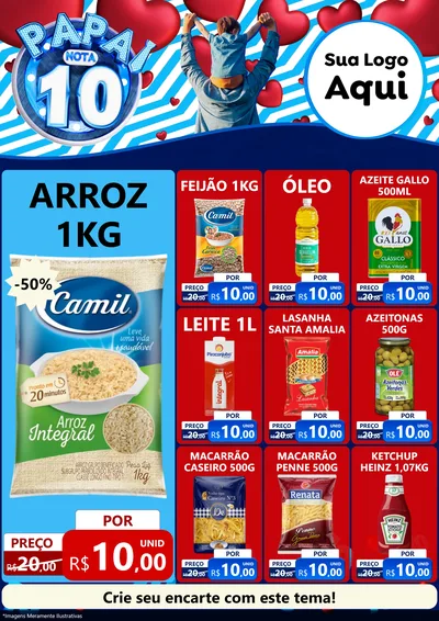 Modelo de Encarte para Encarte A4 Vertical com o tema Papai Nota 10 para Supermercado
