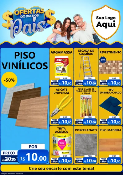 Modelo de Encarte para Encarte A4 Vertical com o tema Ofertas do Dia dos Pais para Material para Construção