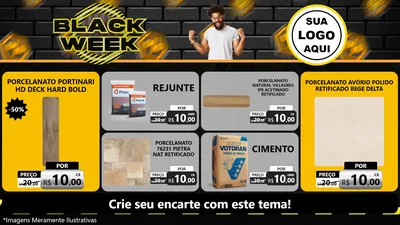 Modelo de TV para TV Horizontal com o tema Black Week para Pisos e revestimentos