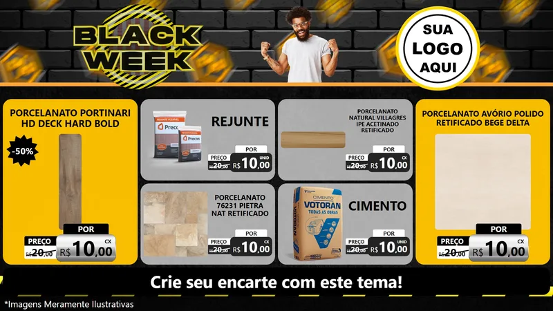 Modelo de TV para TV Horizontal com o tema Black Week para Pisos e revestimentos