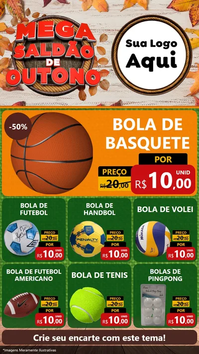 Modelo de Rede Social para Stories com o tema Mega Saldão de Outono para Artigos Esportivos