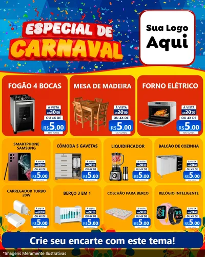 Modelo de Rede Social para Feed Instagram com o tema Especial de Carnaval para Móveis e Eletro