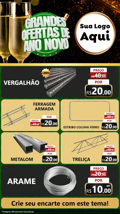 Modelo de TV para TV Vertical com o tema Grandes Ofertas de Ano Novo para Ferragens