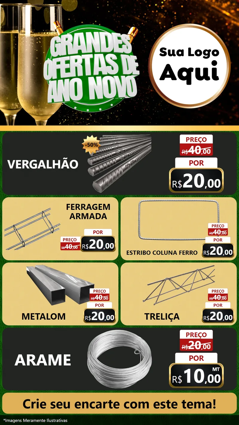 Modelo de TV para TV Vertical com o tema Grandes Ofertas de Ano Novo para Ferragens