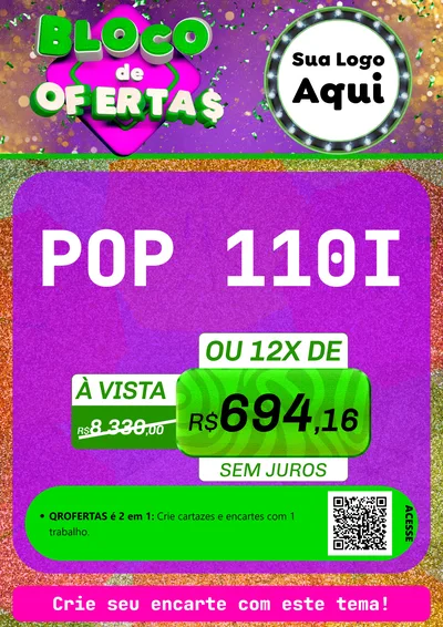 Modelo de Cartaz para Cartaz A4 Vertical com o tema Bloco de Ofertas para Concessionaria de Motos