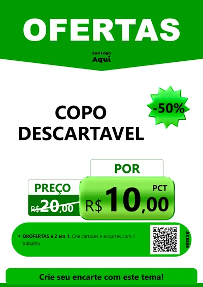 Modelo de Cartaz para Cartaz A4 Vertical com o tema Ofertas Verde Cartaz para Embalagens