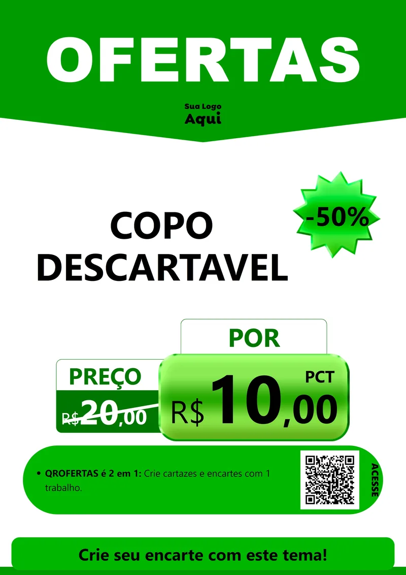 Modelo de Cartaz para Cartaz A4 Vertical com o tema Ofertas Verde Cartaz para Embalagens
