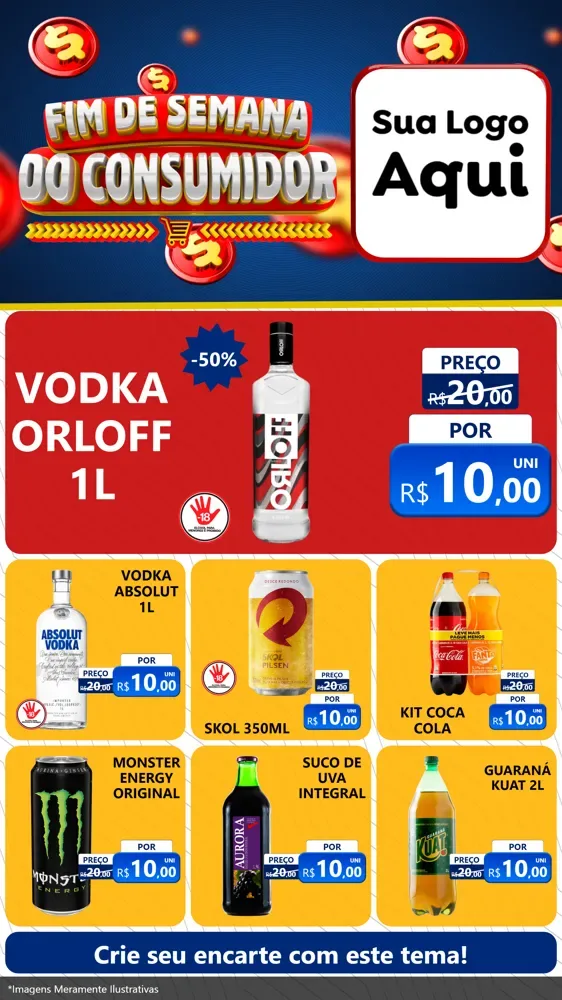 Modelo de Rede Social para Stories com o tema Fim de Semana do Consumidor para Distribuidora de bebidas