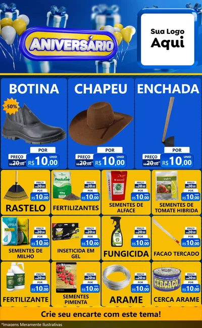 Modelo de Encarte para Encarte Grande com o tema Aniversário para Agropecuária