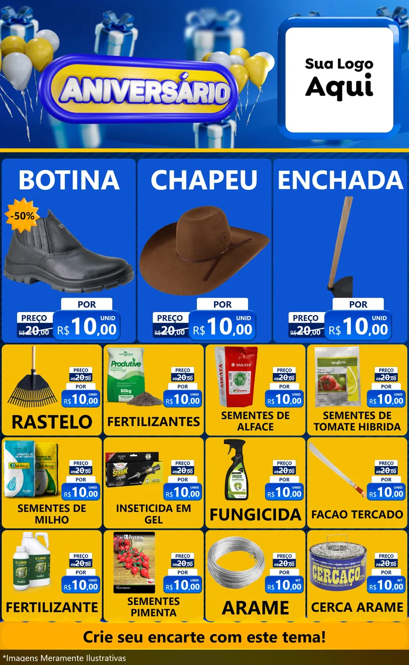 Modelo de Encarte para Encarte Grande com o tema Aniversário para Agropecuária