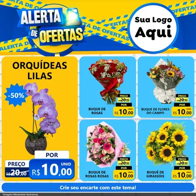 Modelo de Rede Social para Feed Facebook com o tema Alerta de Ofertas para Floricultura e jardim