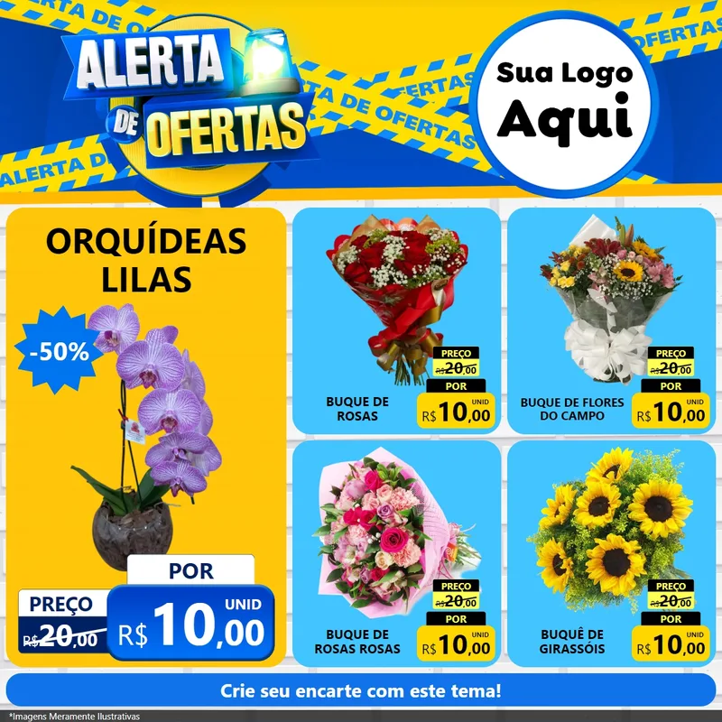 Modelo de Rede Social para Feed Facebook com o tema Alerta de Ofertas para Floricultura e jardim