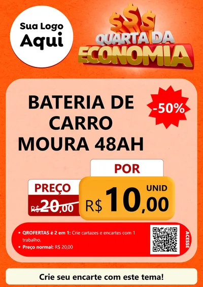 Modelo de Cartaz para Cartaz A4 Vertical com o tema Quarta da Economia para Baterias Elétricas