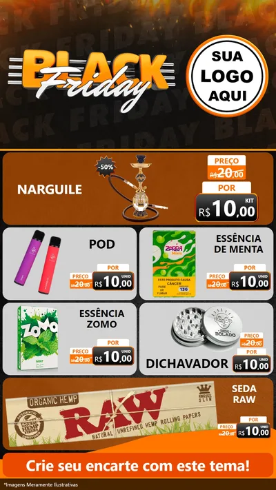 Modelo de TV para TV Vertical com o tema Black Friday para Tabacaria