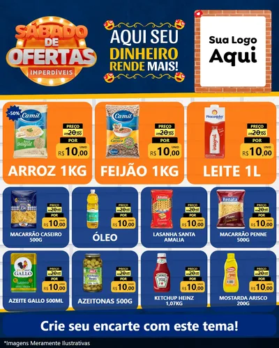 Modelo de Rede Social para Feed Instagram com o tema Sábado de Ofertas Imperdíveis para Supermercado