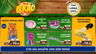 Modelo de TV para TV Horizontal com o tema Verão para Pet Shop