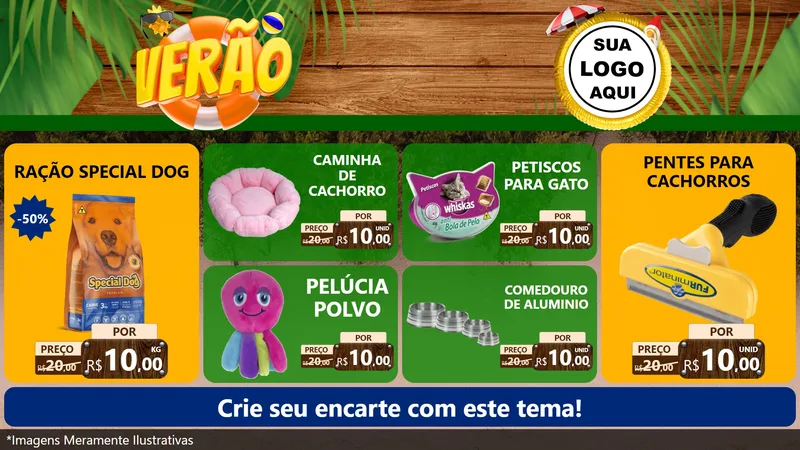 Modelo de TV para TV Horizontal com o tema Verão para Pet Shop