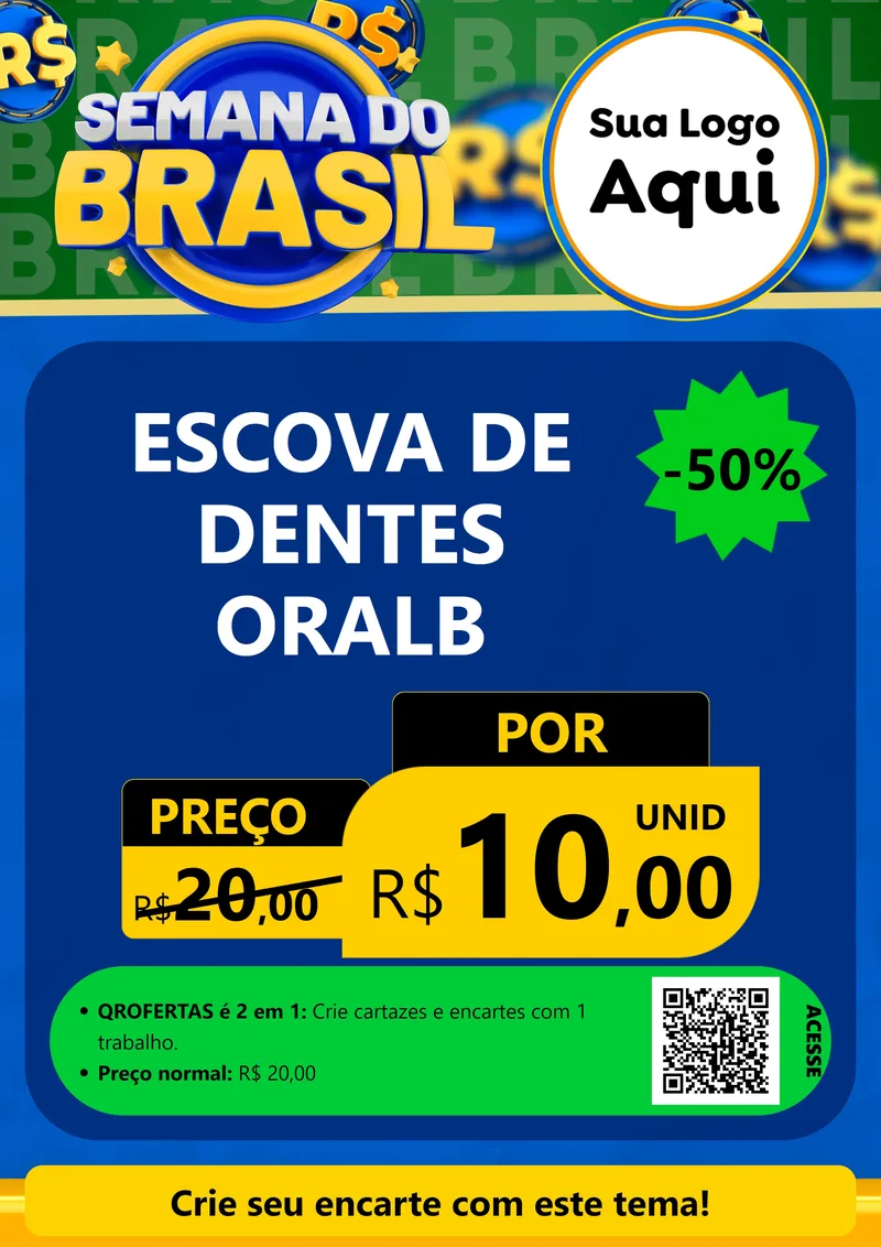 Modelo de Cartaz para Cartaz A4 Vertical com o tema Semana Do Brasil para Higiene Pessoal