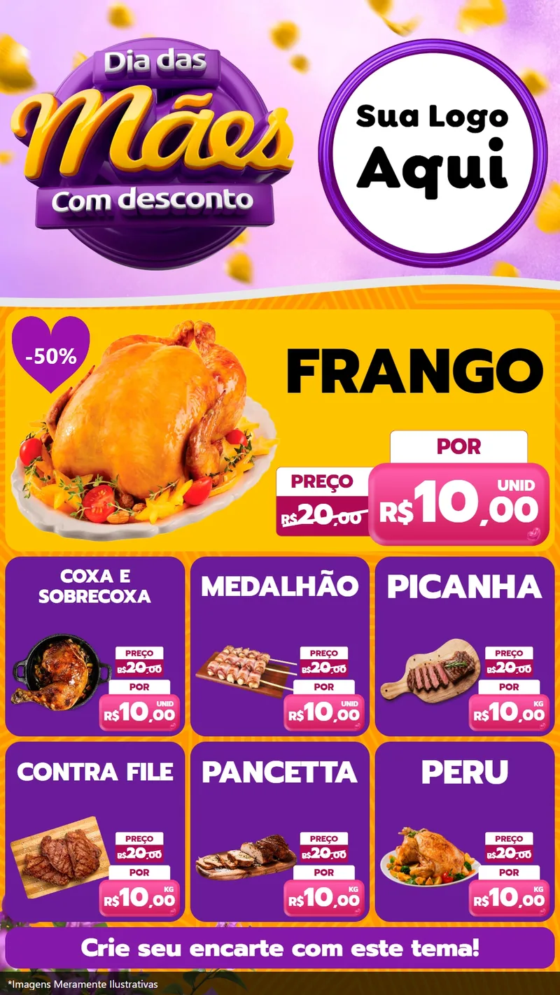 Modelo de Rede Social para Stories com o tema Dia das Mães com Desconto para Assados