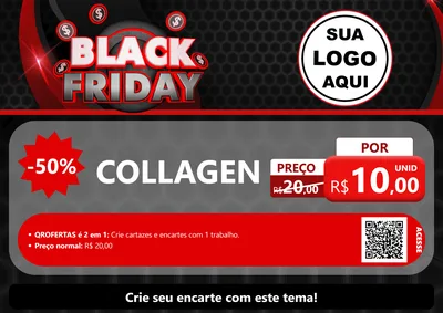 Modelo de Cartaz para Cartaz A4 Horizontal com o tema Black Friday para Suplementos alimentares