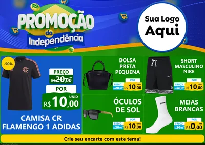 Modelo de Encarte para Encarte A4 Horizontal com o tema Promoção da Independência para Roupas e acessórios