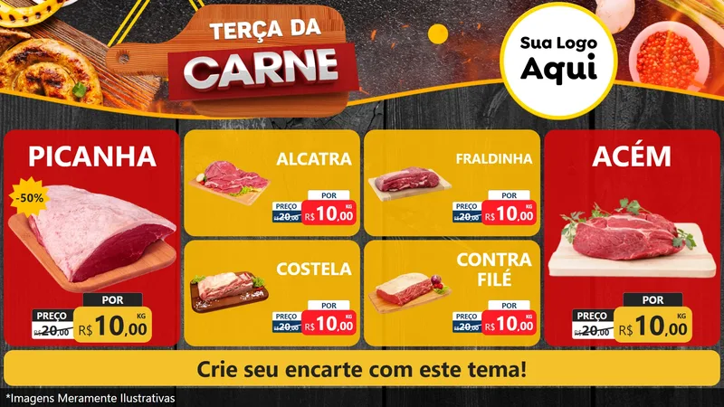 Modelo de TV para TV Horizontal com o tema Terça da Carne para Açougue
