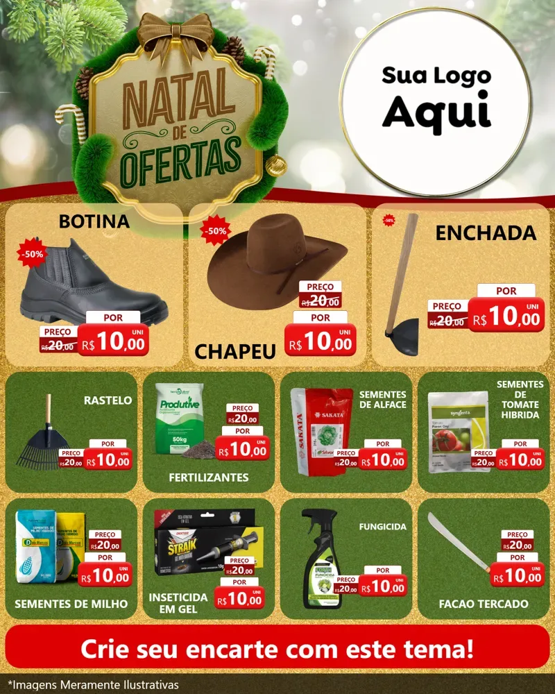 Modelo de Rede Social para Feed Instagram com o tema Ofertas de Natal para Agropecuária